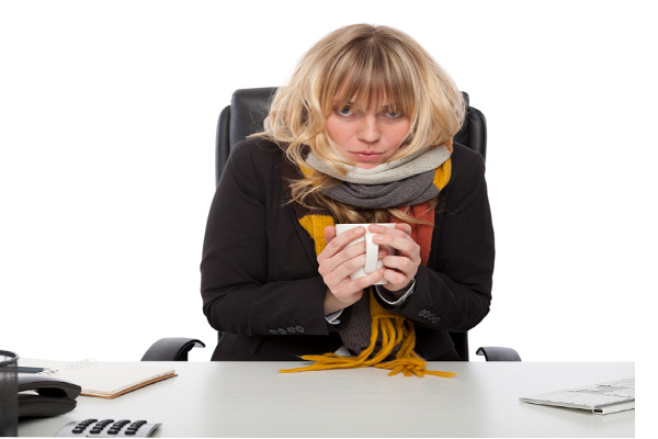 image of a woman with a broken furnace