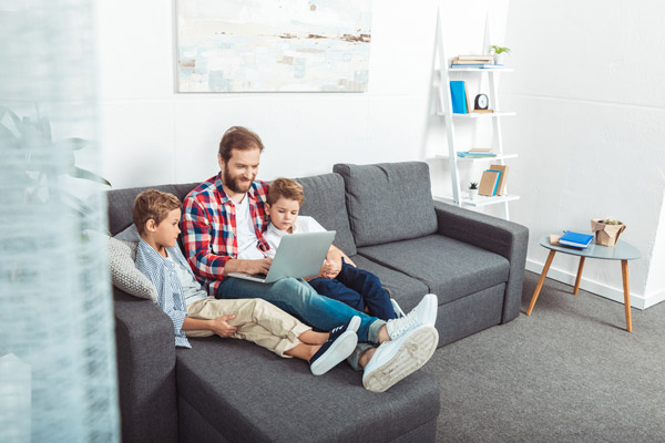 family with standby generator during power outage