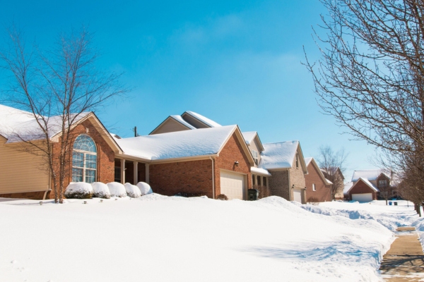 snowy neighborhood during winter