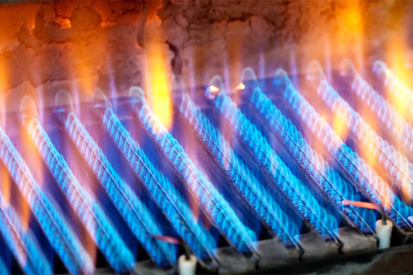 image de flammes bleues et jaunes de four