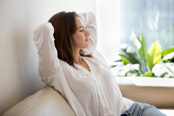 woman breathing clean indoor air