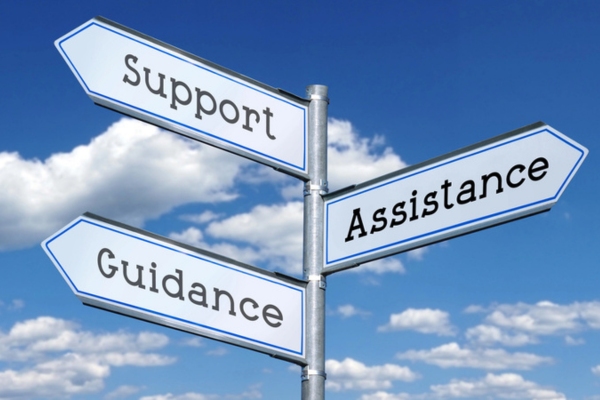 road sign that says support assistance guidance depicting air conditioning guidance for homeowners