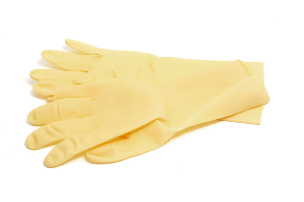 image of rubber gloves used to remove dead animal from hvac system