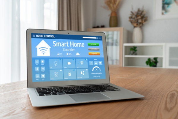 laptop with a smart home controller on display