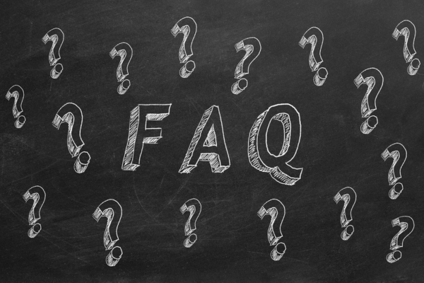 FAQ written on a chalkboard surrounded by question mark doodles depicting Can You Replace Just The Outside AC Unit FAQs