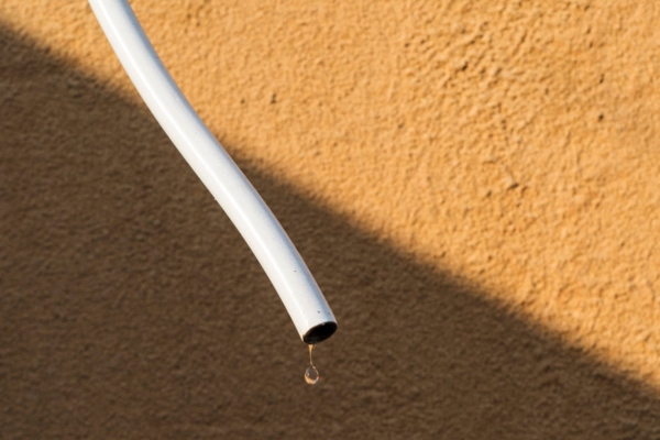 water drop from condensate drain of air conditioner