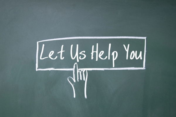 Finger click let us help you symbol on blackboard depicting Backup Power Generator Maintenance