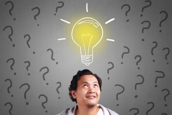 man with an idea lightbulb doodled on top of his head depicting understanding double-wall heating oil tank