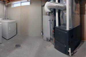 side view of a residential furnace