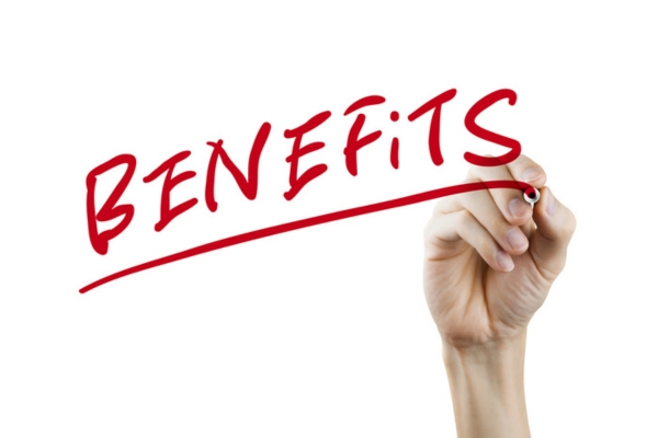 Benefits word written by hand depicting comfort and air quality