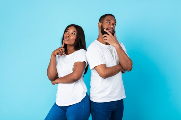 image of a couple thinking depicting selecting the ideal standby generator