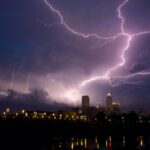 storm over city during the night