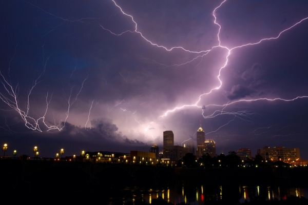 storm over city during the night